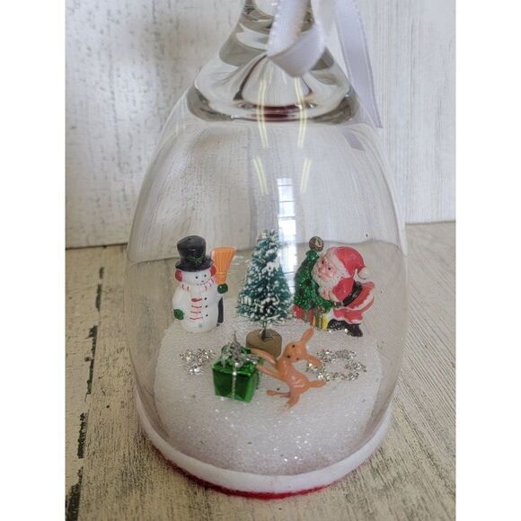 Wine glass Winter Wonderland Santa scene Snowman figure xmas deer - Picture 3 of 10